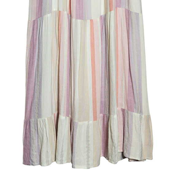 Rails Amaya Tiered Midi Dress Juliette Stripe Sleeveless Pastel Rainbow Boho S - Picture 12 of 16